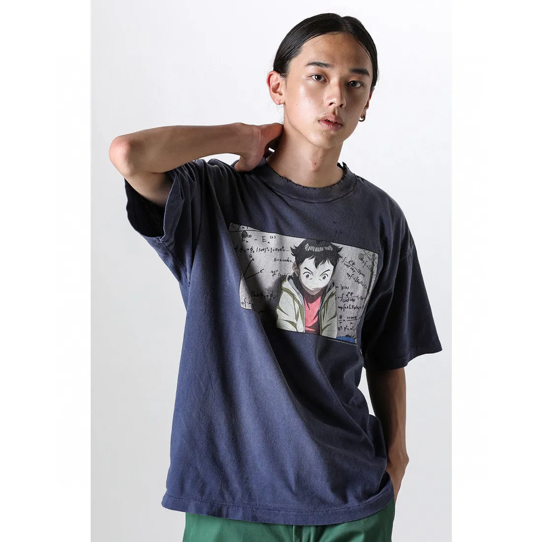PLUTO x SAINT Mxxxxxx PLUTO SS TEE/Pluto co-branded retro tee Pluto distressed hole short sleeves Washed blue S-XL The washing and destruction process have reached the highest peak in the brand's history The real thing is quite acceptable This tee is derived from Osamu Tezuka's landmark masterpiece Customized original consistent main mark/wash mark Original consistent cylindrical OE yarn fabric